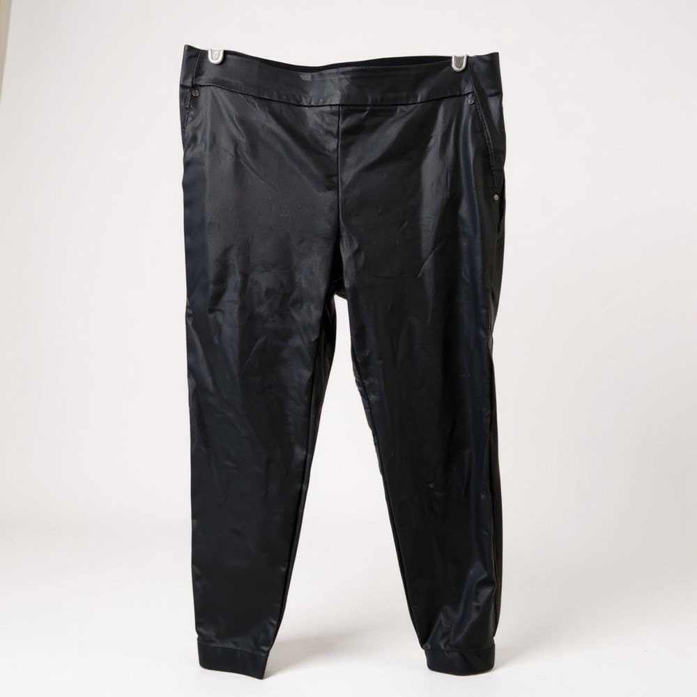 Maurices‎ Black Faux Leather Pants Stretch Pull On Casual Leggings Large